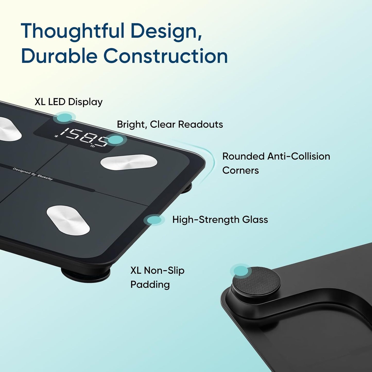 Smart Scale for Body Weight, Bathroom Digital Weighing Scale with BMI, Body Fat, Muscle Mass, Accurate Bluetooth Home User Health Equipment Sync Apps