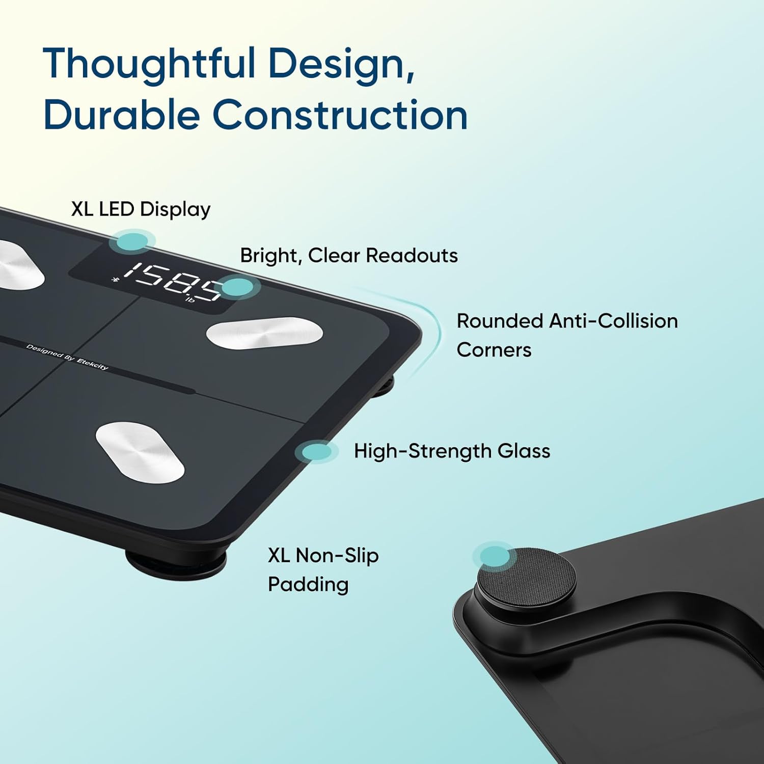 Smart Scale for Body Weight, Bathroom Digital Weighing Scale with BMI, Body Fat, Muscle Mass, Accurate Bluetooth Home User Health Equipment Sync Apps
